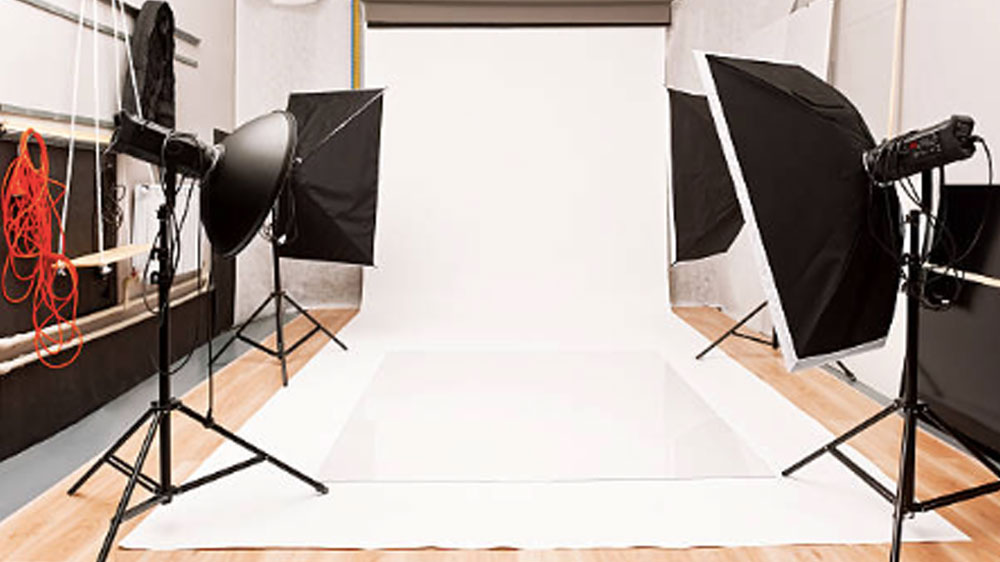 Photographic studio Interior and the equipment of a photographic studio ready for realization of photosession.